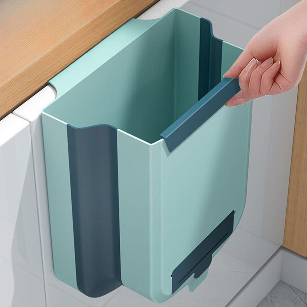 (green, 8.33L) Kitchen Trash Can, Household Multifunctional Cabinet Door, Hanging Folding Large Capacity Trash Can