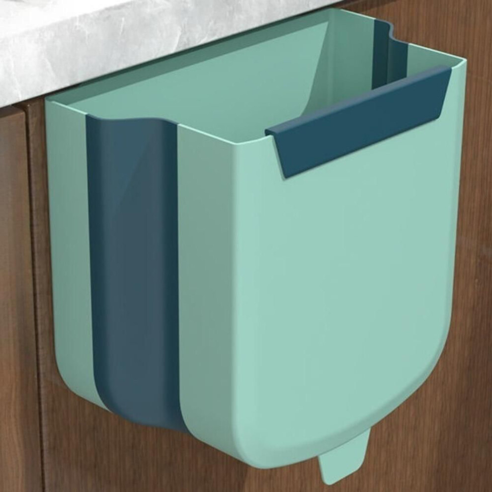 (green, 3.5L) Kitchen Trash Can, Household Multifunctional Cabinet Door, Hanging Folding Large Capacity Trash Can