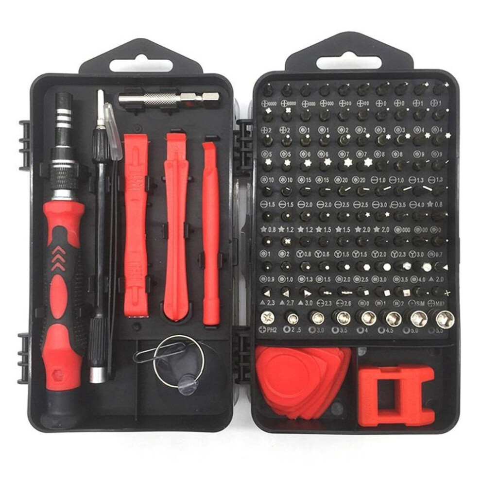 (red) 115 In 1 Precision Screwdrivers Set Diy Repair Tools Kit For Iphone, Laptop, Pc, Watch, Glasses And Other Electronics