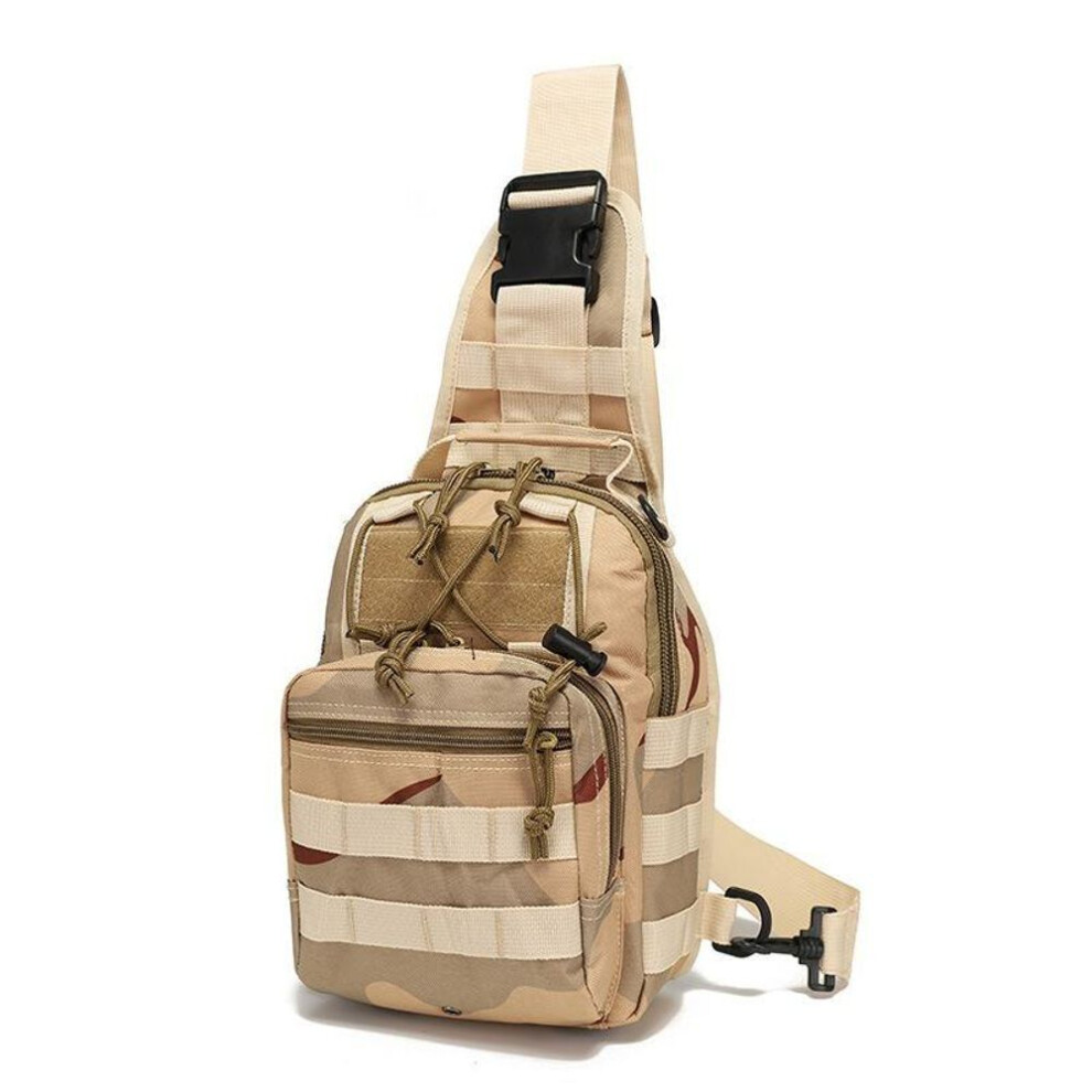 (beige) Shoulder Bag Sling Backpack Army Camping Hiking Bag Outdoor Sports Chest Bag Travel Trekking Hunting Backpack