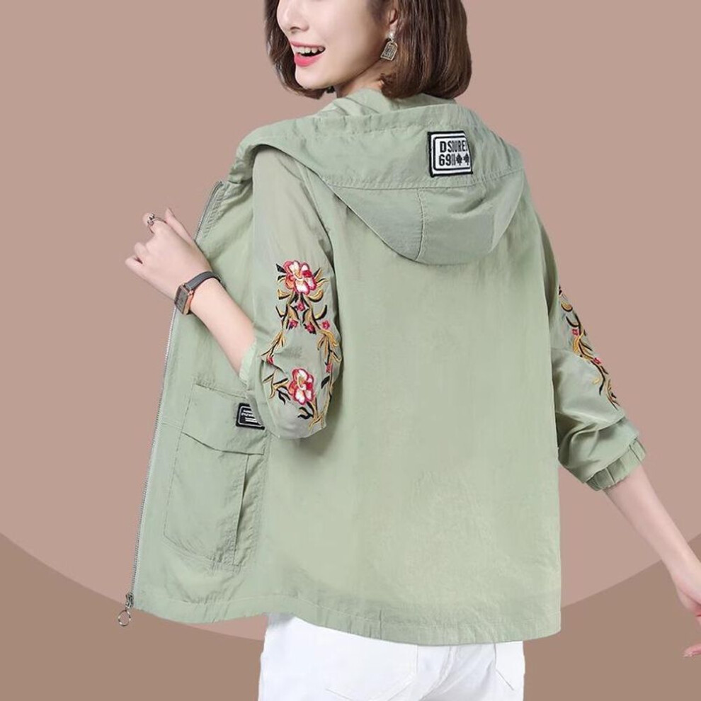 (green, 5XL) Women&apos;s Jackets New Thin Coat Waterproof Sun Protection Clothing Windbreaker Female Hooded Casual Jacket Outerwear