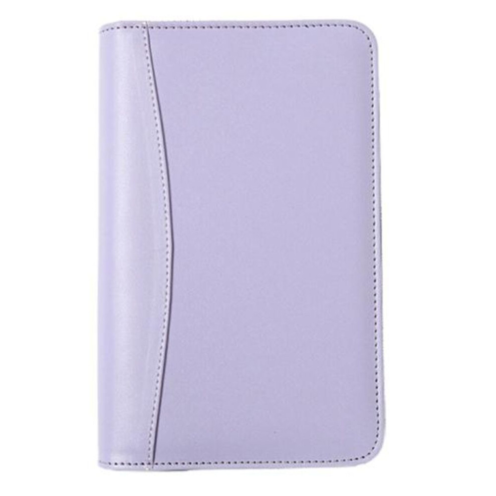 (purple) Note Book Loose Leaf Storage Bag Design Zipper Spiral Bound A6 Writing Journal Notebook Office Supplies