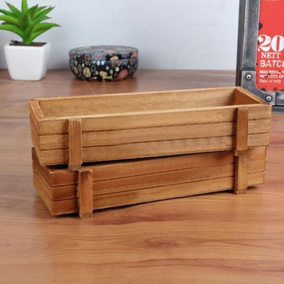 Wood Planter Box Plant Pot Garden Yard Rectangle Flower Succulent Container
