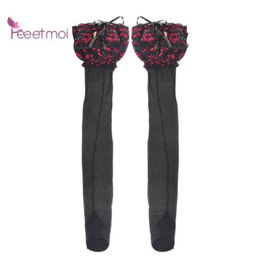 Sexy Wide Socks Lace Silicone Thigh High Stockings Over-the-knee Long Bandage