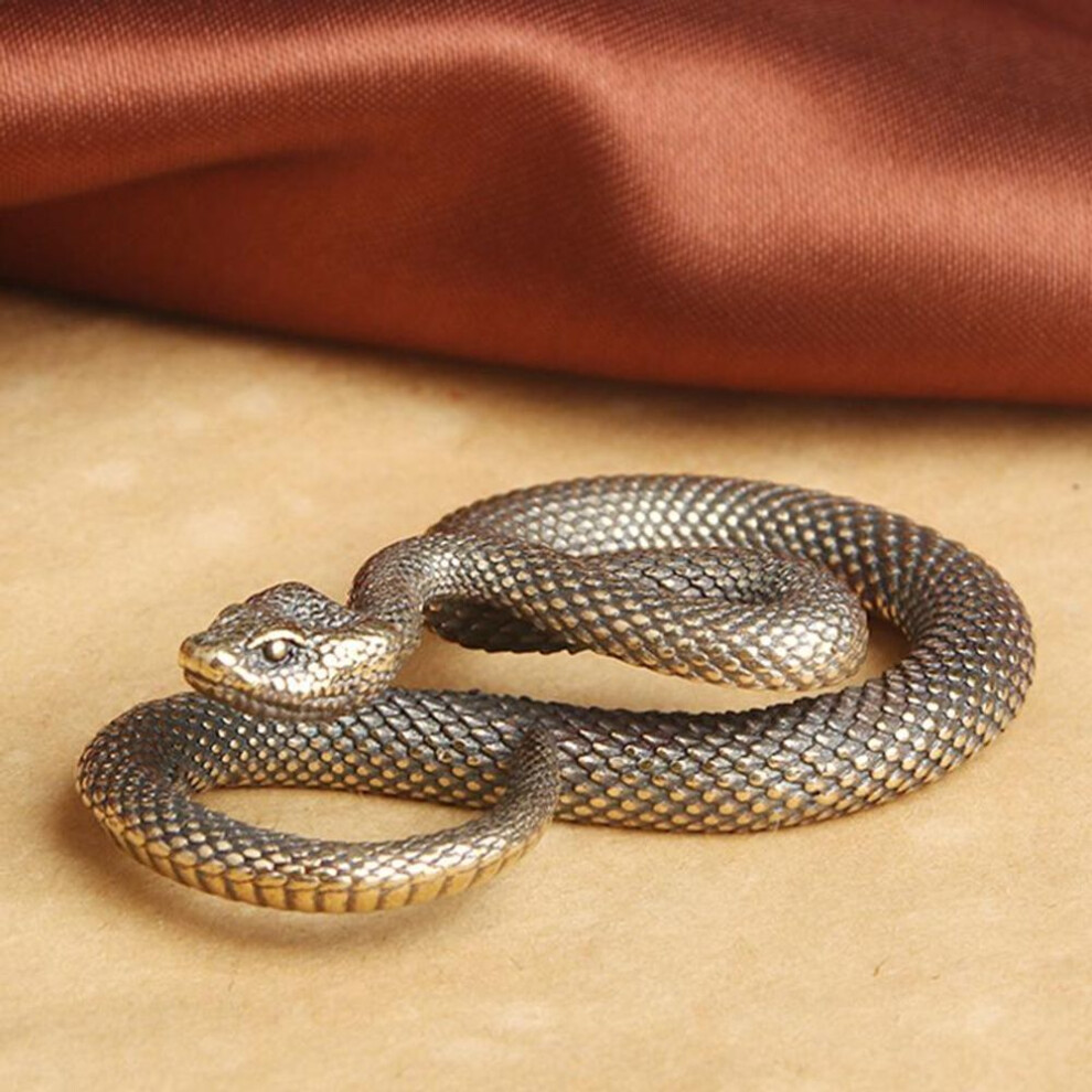 Vintage Copper Snake Ornament Decorations Antique Boa Figurines Miniatures