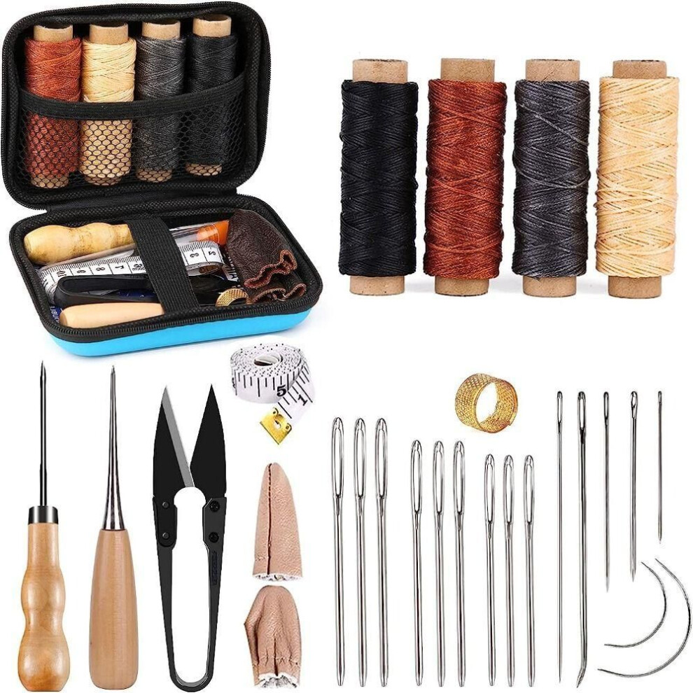 Waxed Thread Leather Repair Kit Hand Sewing Needles Sewing Kit Waxed Thread  For Leather Repairing