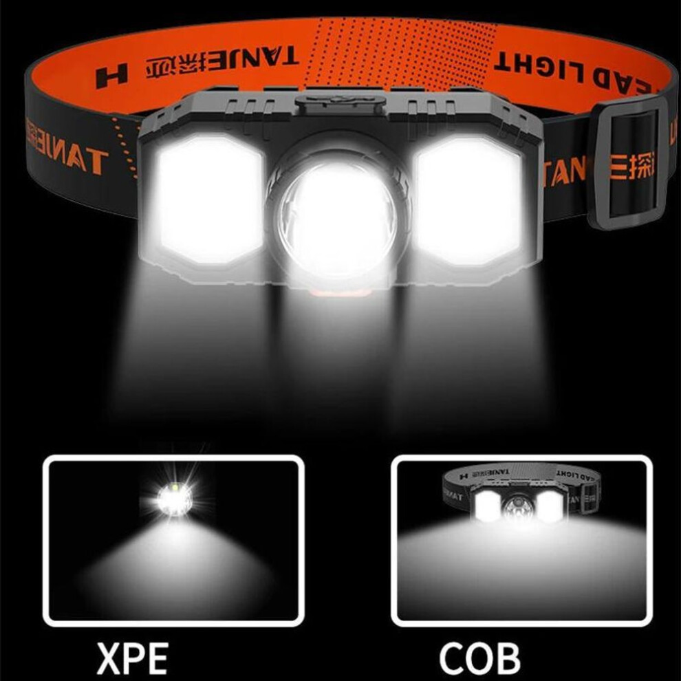Led Headlamp 3 Mode Usb Rechargeable Head-mounted Flashlight 18650 Battery Led Searchlight Waterproof Night Fishing Lamp