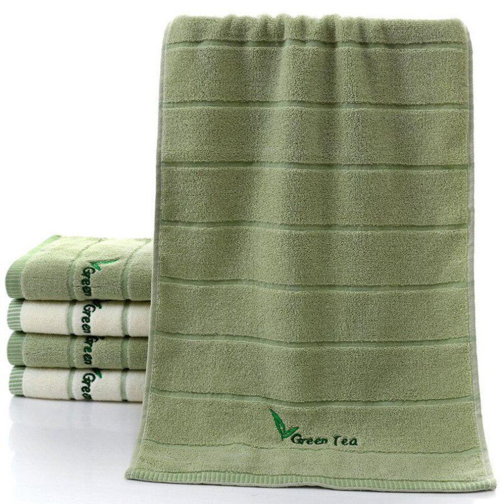 (green, 34x73cm) Soft Striped Green Tea Terry Towels For Adults Face Hand Towels Bathroom Camping Yoga Towel