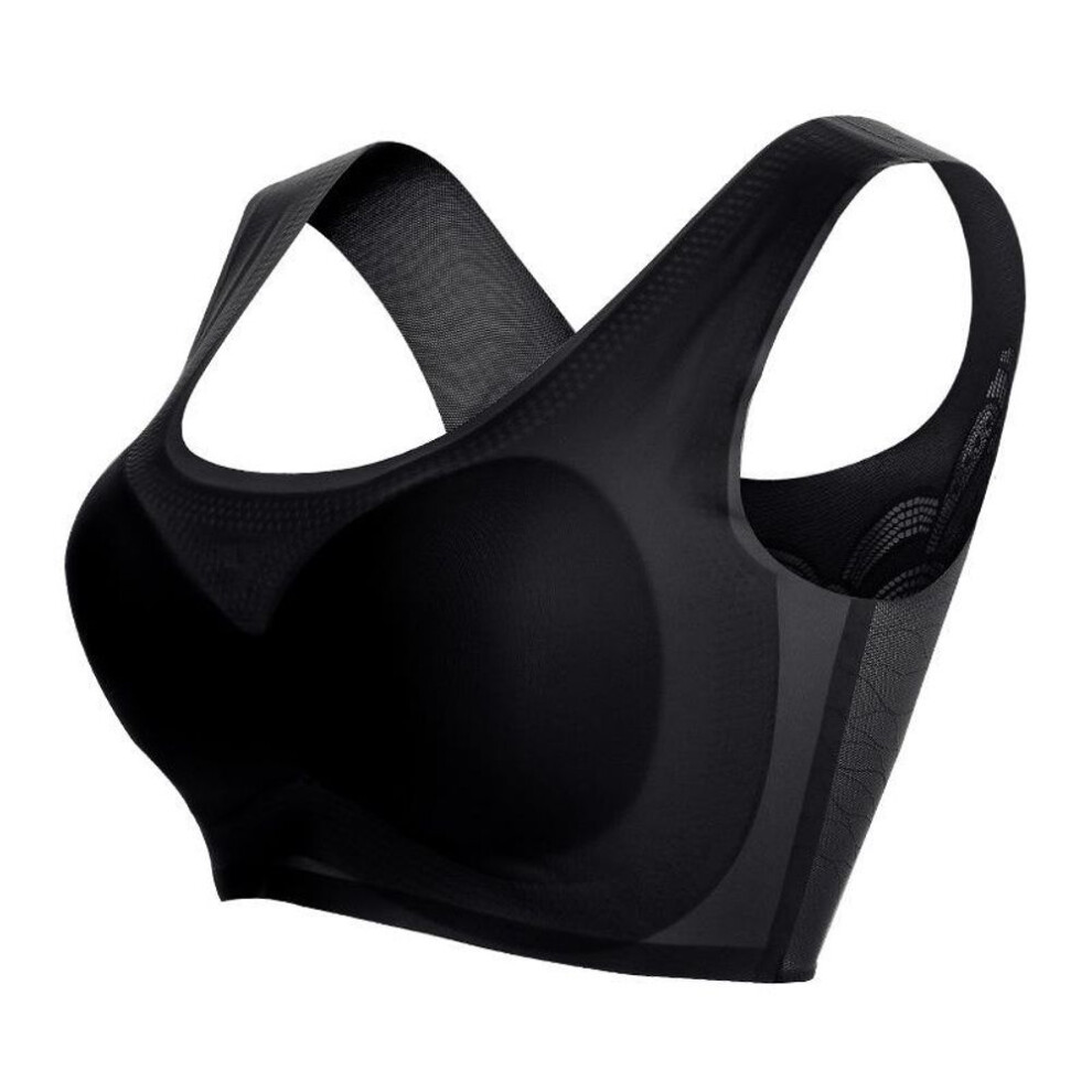 (black, XXXXXXXL) Large Size Women Beauty Back Wireless Brassiere Seamless Sleep Gather Bra Lace Bralette Tank Top
