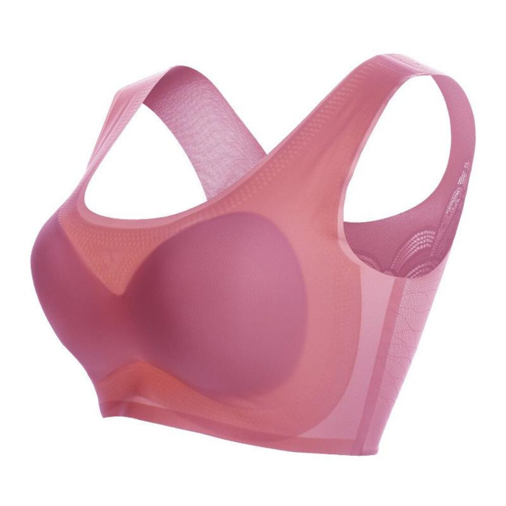 (maple, XXXXXXXL) Large Size Women Beauty Back Wireless Brassiere Seamless Sleep Gather Bra Lace Bralette Tank Top
