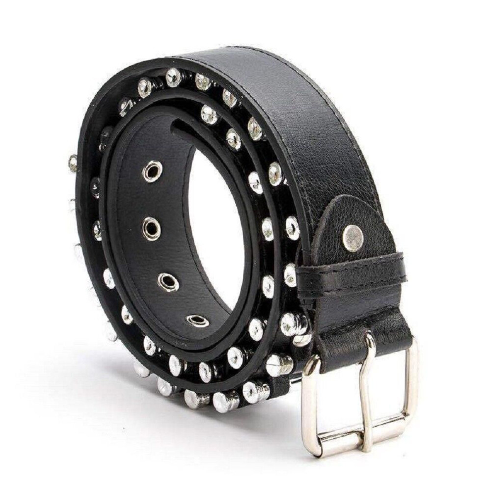 (black, China&105CM) Women And Man Punk Black Belt Hollow Bullet Jeans Belt Designer Men Fashion Lady Leather Studded Gift Man&apos;s Goth Rock Wild Hq229