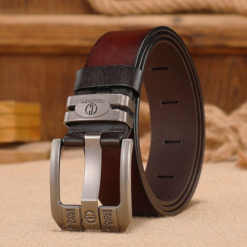 (coffee, 135cm) Men Genuine Leather Belts Cowboy Wide High Quality Buckle Belts For Men Brand Luxury Leisure Vintage Jeans Strap Hq225