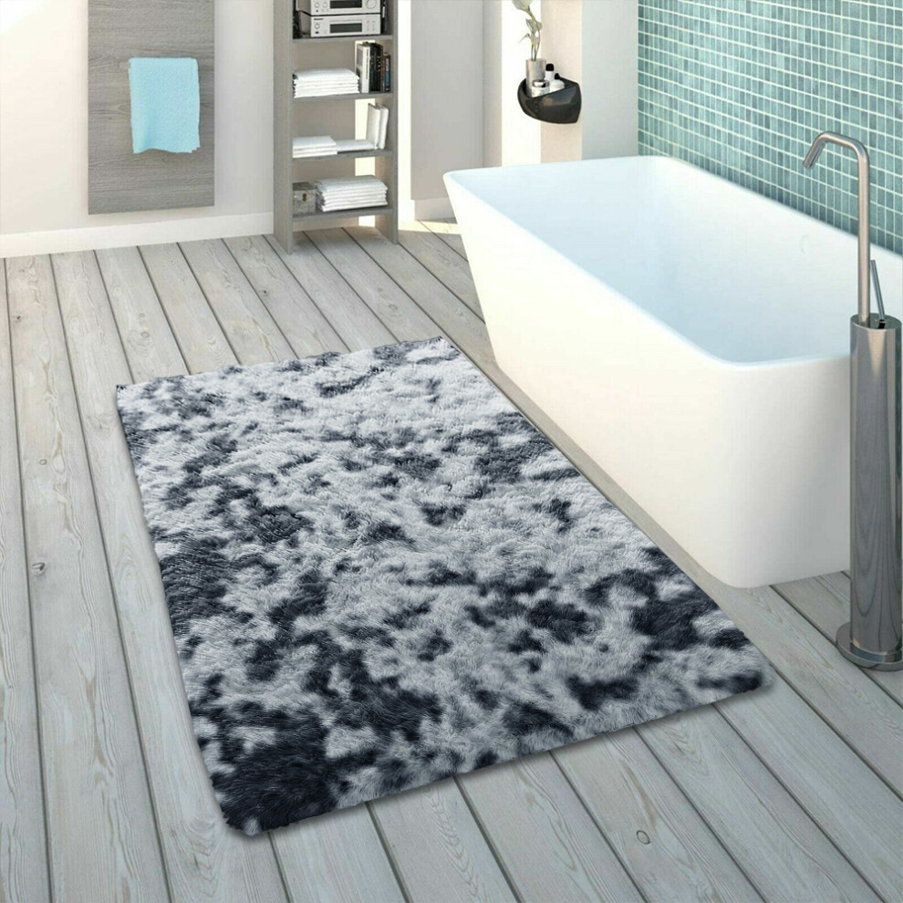 (Tye Dye Dark Grey, 60 x 110 cm (2ft x 3ft 7in)) Extra Large Nonslip Rugs Shaggy Fluffy Living Room Bedroom Carpets