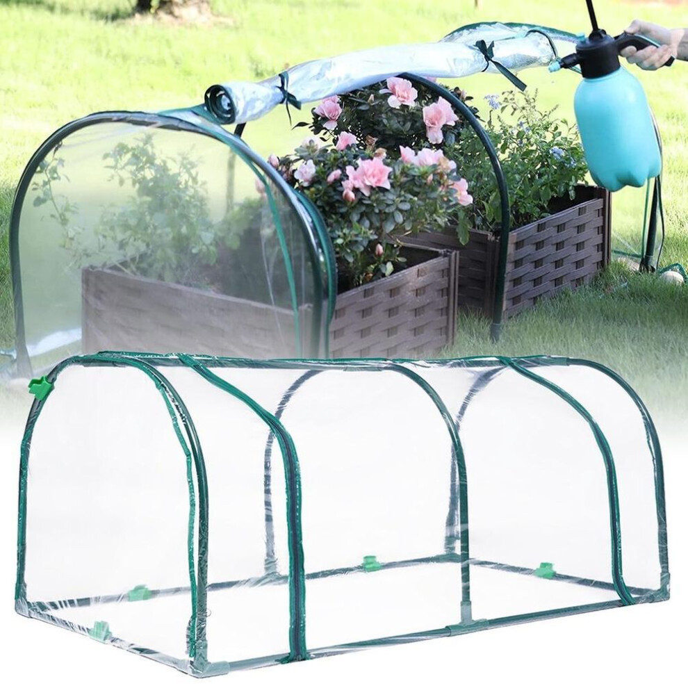 (2 Zipper Doors) 120/180/270cm Greenhouse Flower Garden Shed Outdoor House Canopy Complete Plant Gardening Green With Frame Cover Tunnel