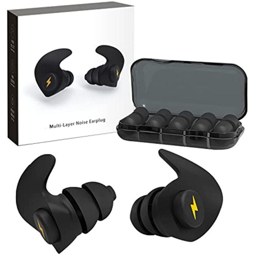 (black, 1set) Noisecancelling Earplugs for Sleeping, Noisecancelling Earplugs, Reusable Flexible Silicone Hearing Protection for Sleeping and All Loud Activities