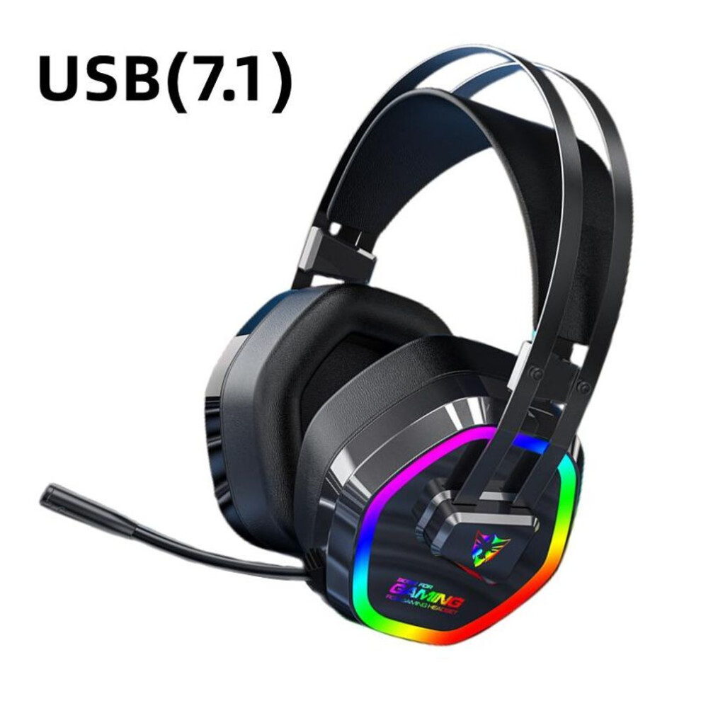 (black, USB(7.1)) Usb Headset Headset With Microphone Game Rgb Light 7.1 Headset Computer