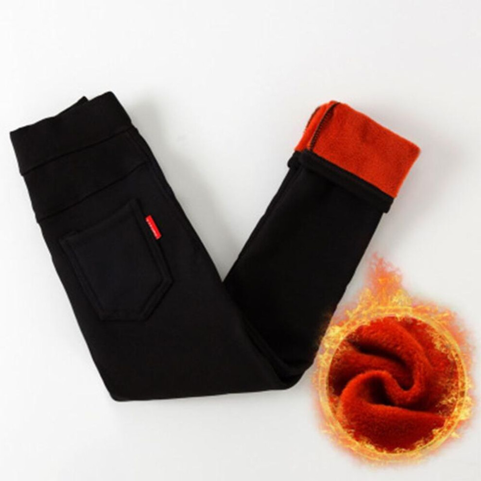 (black, 12) Yubaobei Winter Leggings Girls Winter Children Plus Velvet Pants Thicken Warm Long Trousers For Kids Baby Skinny Pencil Pants