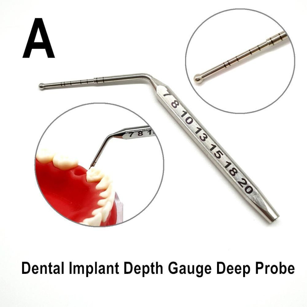 (1 piece A) Dental Implant Ruler Depth Gauge Deep Probe Dental Implant Measuring Tools Stainless Steel