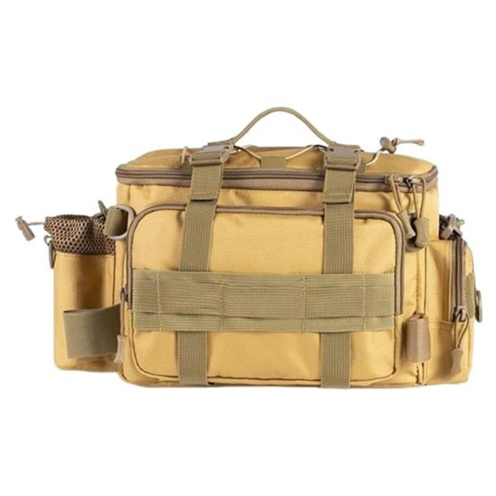 (brown) Large Capacity Fishing Gear Bag Waterproof Oxford Cloth Multi-Pocket Portable Fishing Accessories Organizer Waist Shoulder Pouch