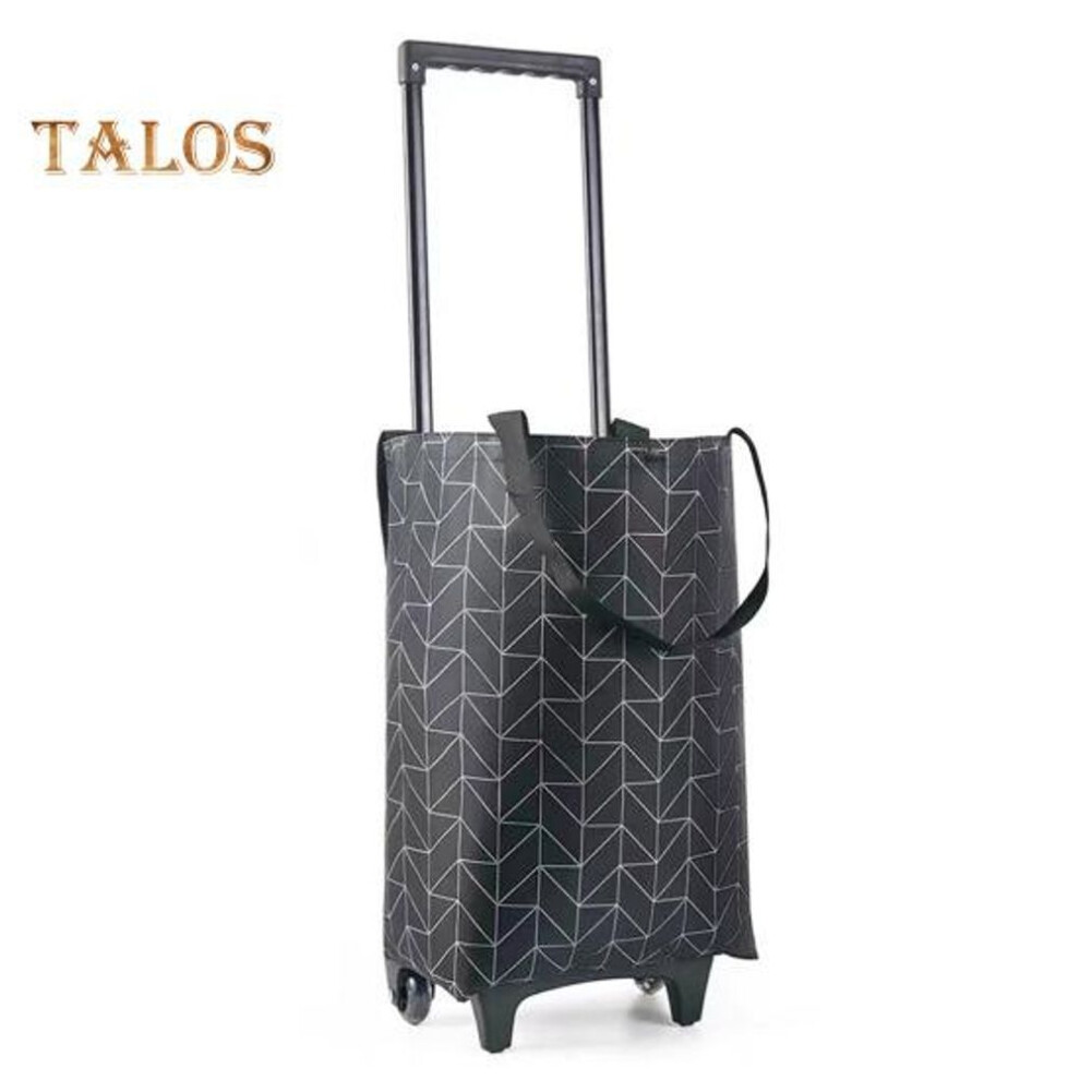 (black) Grocery Cart With Wheels Collapsible Rolling Shopping Cart 2-in-1 Folding Design Portable Bag Waterproof Stair Climbing Telescoping Trolley Tote Bag