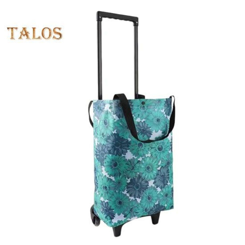 (blue) Grocery Cart With Wheels Collapsible Rolling Shopping Cart 2-in-1 Folding Design Portable Bag Waterproof Stair Climbing Telescoping Trolley Tote Bag
