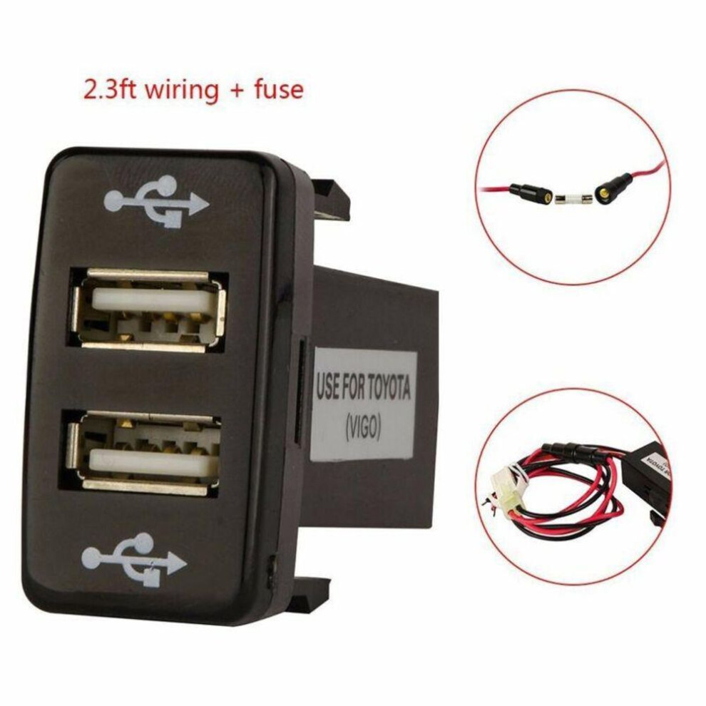 Car Dual USB 2-Port Phone Charger for Toyota 4Runner/Prado 120 Series 2003-2009