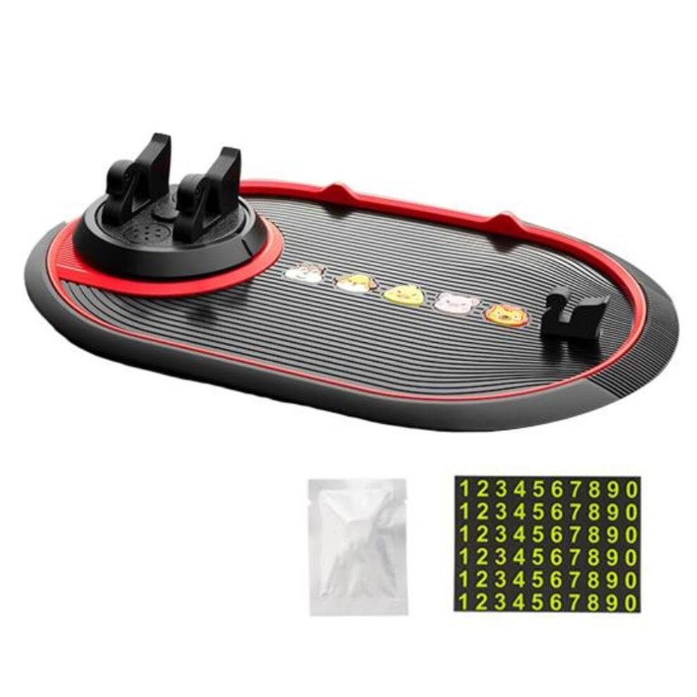 (black,red) All In 1 360 Degrees Rotating Non-slip Phone Holder Car Anti-slip Mat Bracket Silicone Dashboard Sticky Phone Bracket Mat Car Dash Grip Pad