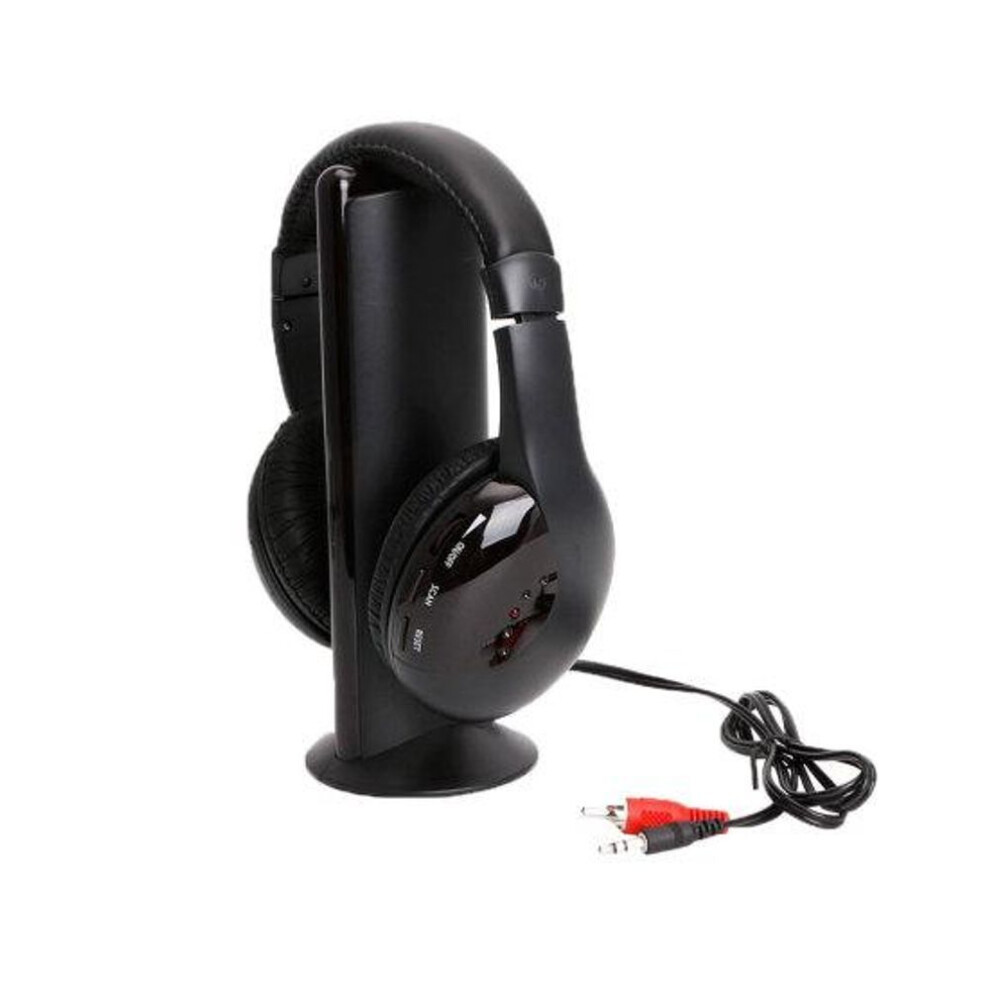 (black) 5 In 1 Hi-fi Fm Radio Wireless Headphones Headsets For Tv Dvd Mp3 Cd Mp4 Pc