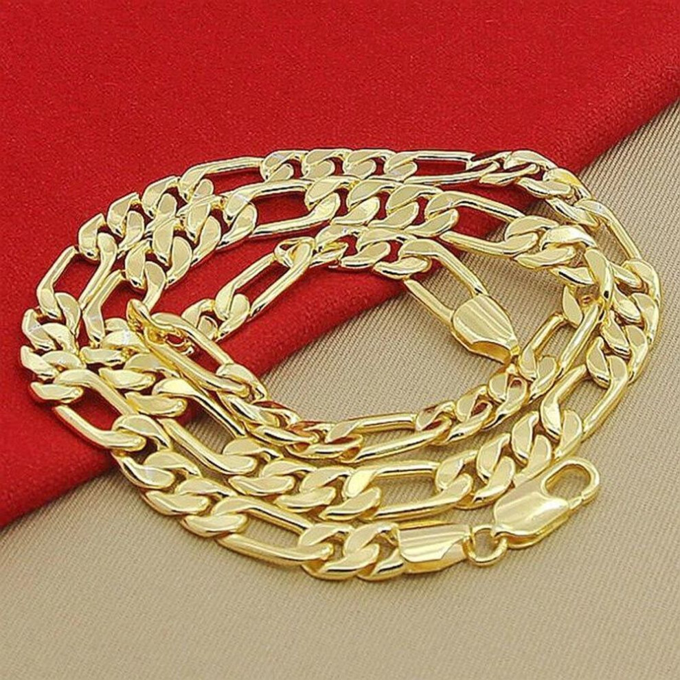 (as the picture, 50CM 20inches) New 18k Gold Necklace 20 Inch Classic 8mm Side Chain Necklace Men&apos;s Fashion Jewelry
