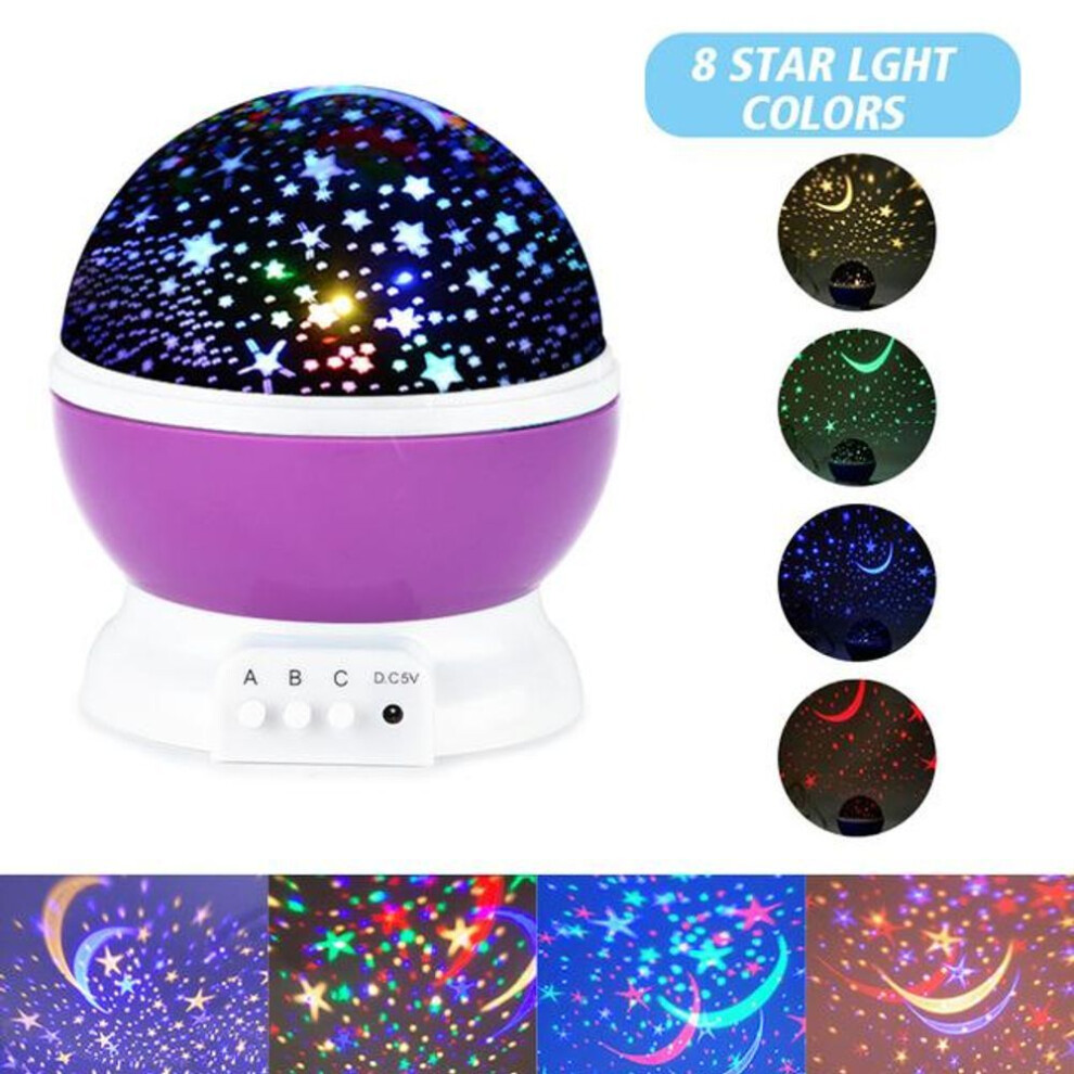 (purple) Galaxy Projector Starry Sky Rotating Led Night Light Planetarium Children Bedroom Star Night Lights Moon Light Kids Gift Lamp