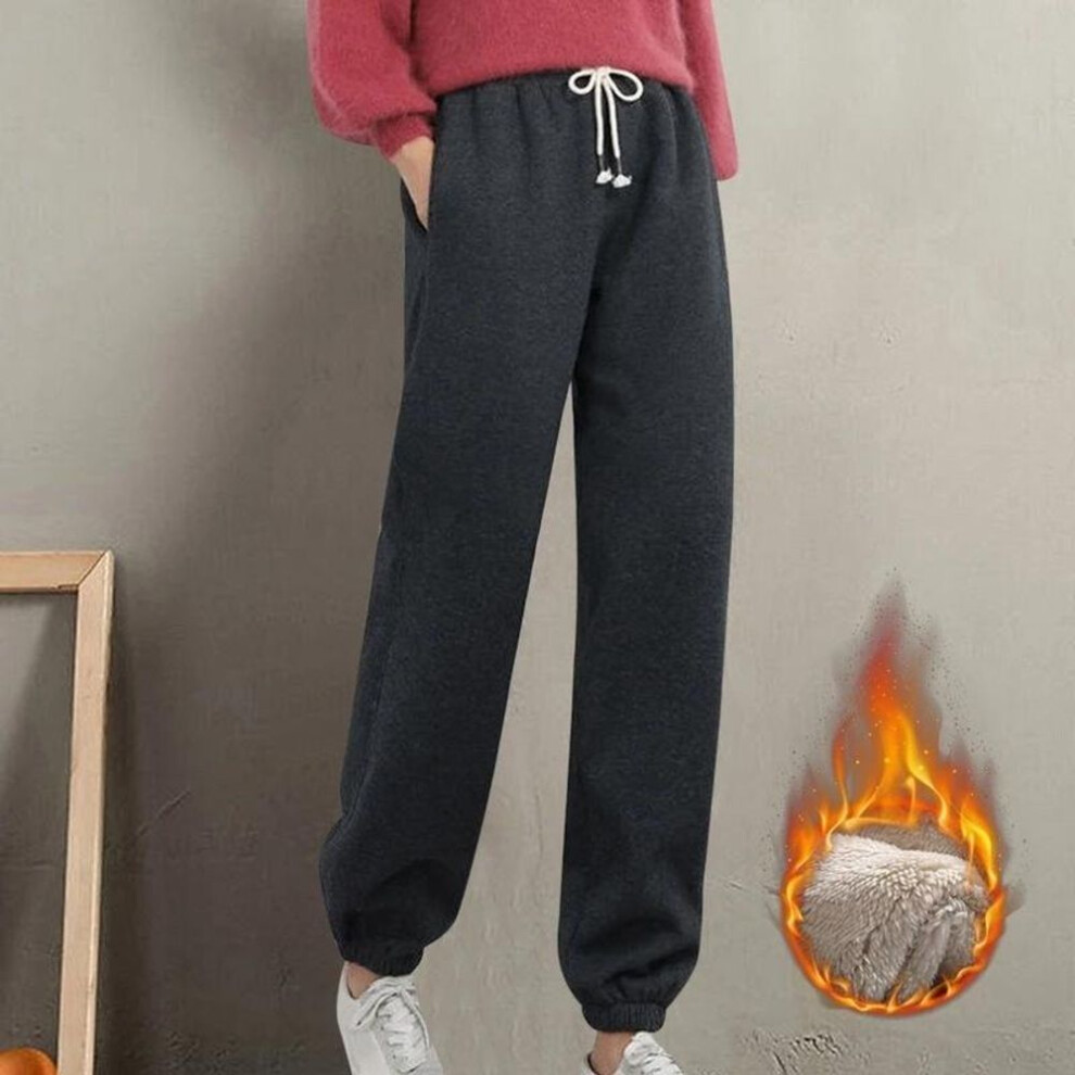 (black, XXXL) 2022, Fashion Women, Winter Warm, Long Pants, Fleece Thick, Leggins, Solid, Plus Size, Elastic Lace-up, Casual Sweatpants, Harem Pants, Casual Pants