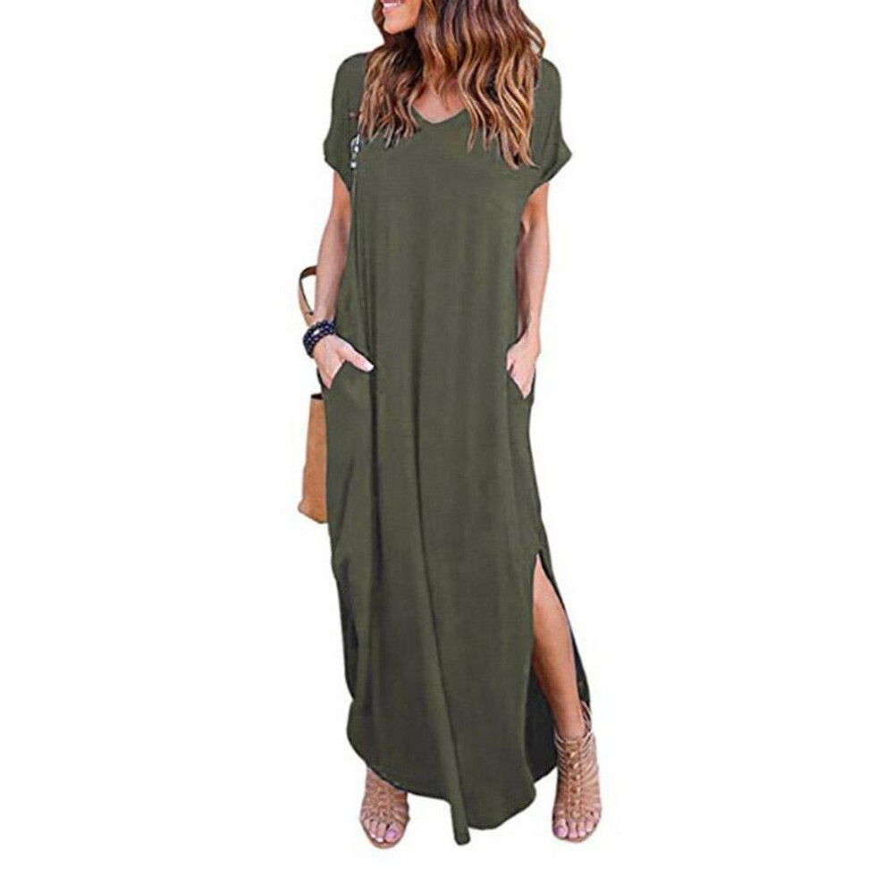 (green, XXXXL) Plus Size 5xl Sexy Women Dress Summer 2022 Solid Casual Short Sleeve Maxi Dress For Women Long Dresslady Dresses