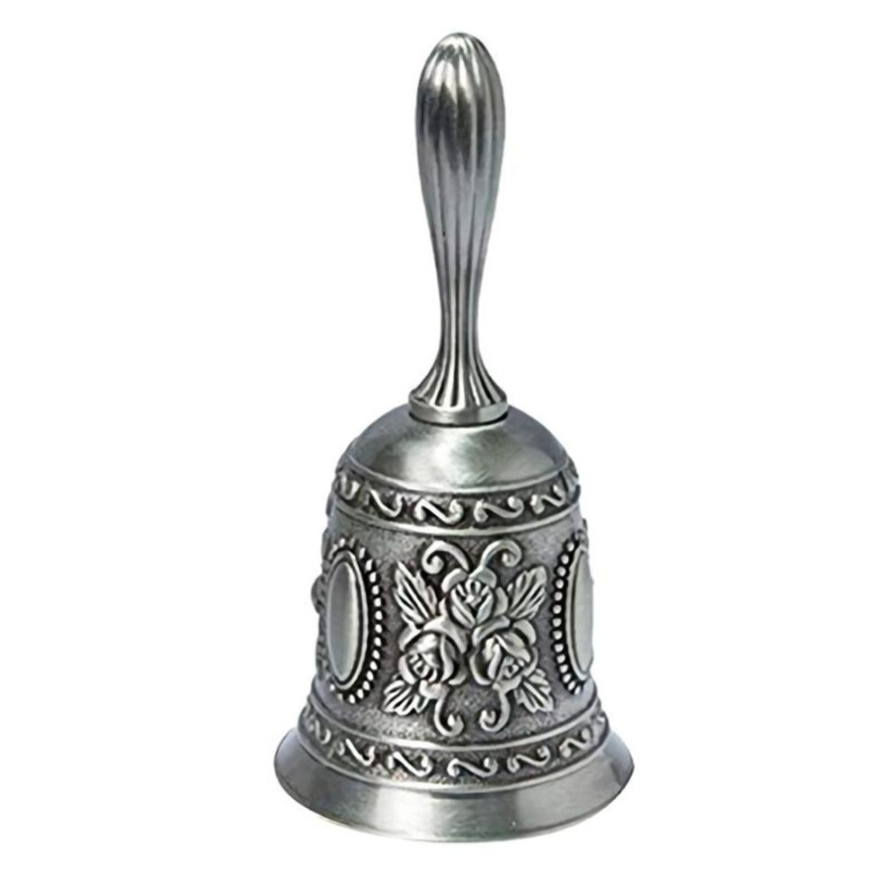 (silver) Hand Bell Metal Tone Ring Alarm Hand Hold Service Call Bell Desktop Bell Tea Dinner Bell Game Bell Christmas Bell