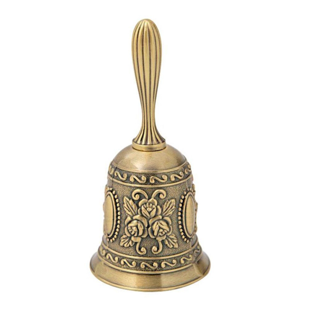 (gold) Hand Bell Metal Tone Ring Alarm Hand Hold Service Call Bell Desktop Bell Tea Dinner Bell Game Bell Christmas Bell