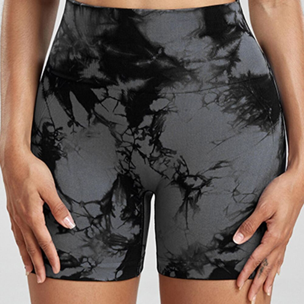 (black, S) Seamless Tie Dye Shorts Women Gym Sport Summer Push Up Shorts Fitness Cycling Slim Short Workout Legging