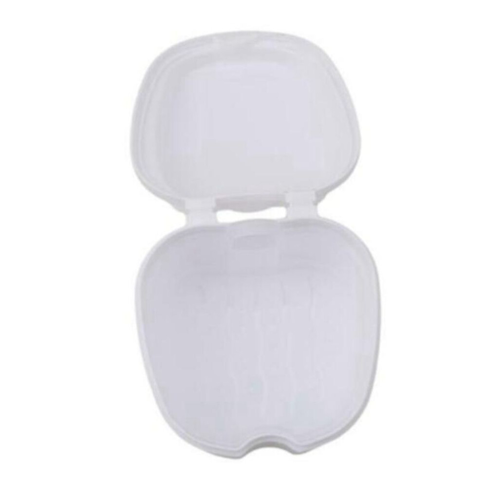 (white) Apple Shape Denture Bath Box Case Dental False Teeth Storage Box With Hanging Net Container