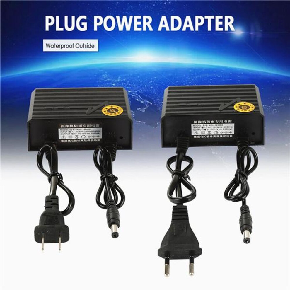 (US Plug) Waterproof Adapter Outdoor Dc Power Supply For Cctv Security Camera And Led Illuminator Dc 12v 2a