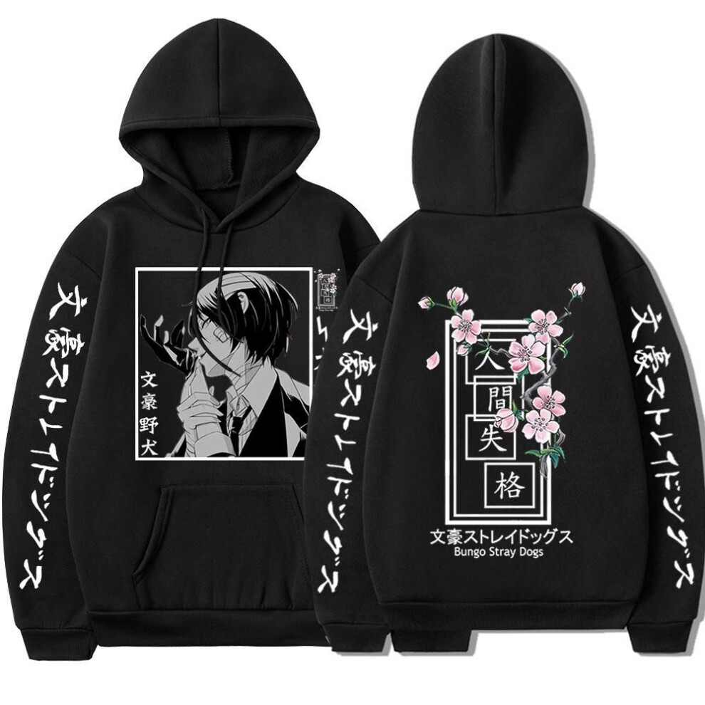 (M, black) Japanese Anime Bungo Stray Dogs Dazai Osamu Hoodie Spring Autumn Sweatshirt Oversized Men Women Fashion Manga Hoodies Streetwear