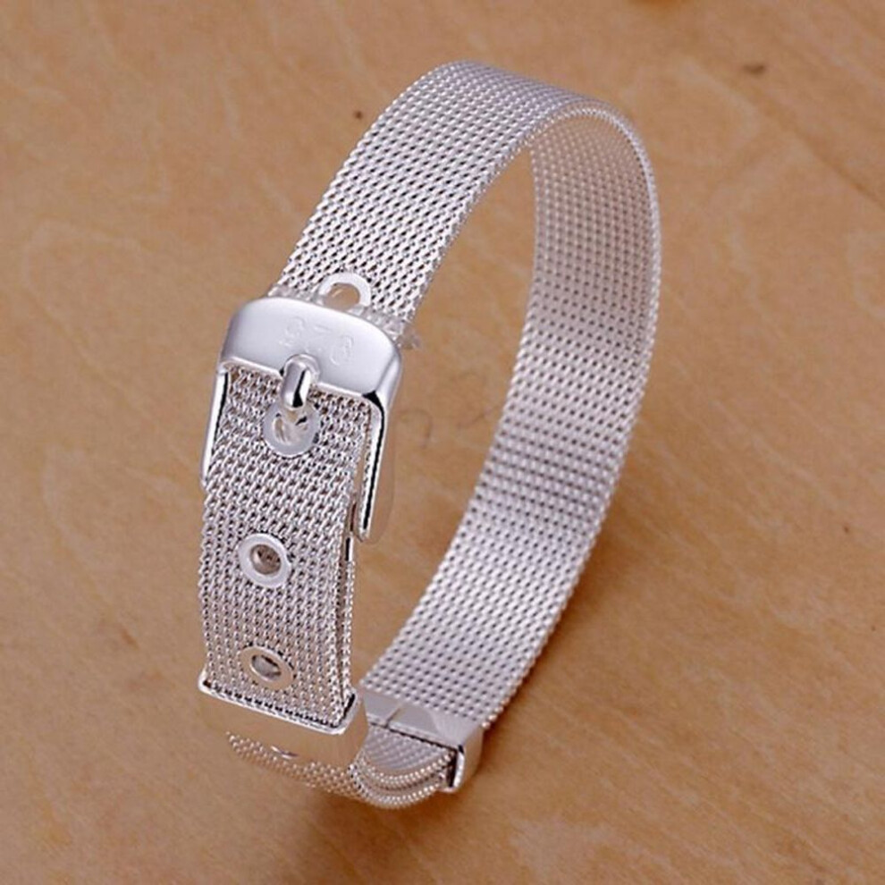 (as the picture) Fashion Design Fine 925 Silver Bracelet Chain Wedding Beautiful High Quality Jewelry Bracelets For Women Men Gift