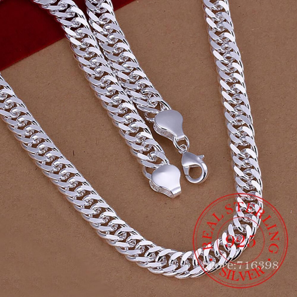(as the picture, 10mm/60cm) Pomoiii Pure 925 Silver Necklaces For Men 6mm 10mm Chain Necklace Collier 20/24inch Choker Fashion Male Jewelry Accessories Gifts
