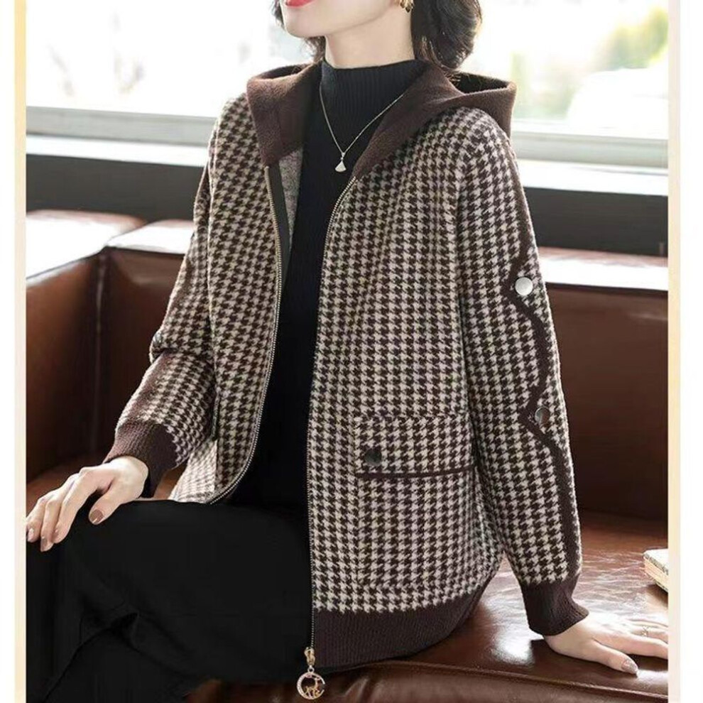 (camel, 4XL) Autumn and Winter Mother&apos;s Short Coat for Middle-aged and Elderly Women, Loose and Fashionable Plus Size