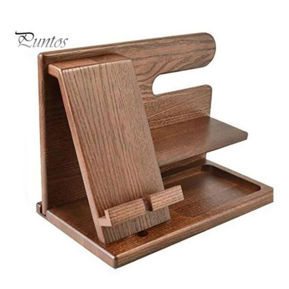 (ebony) Phone Charging Stand Wooden Desk Organizer Rack Stable Groove Design Mobile Phone Holder for Home Room