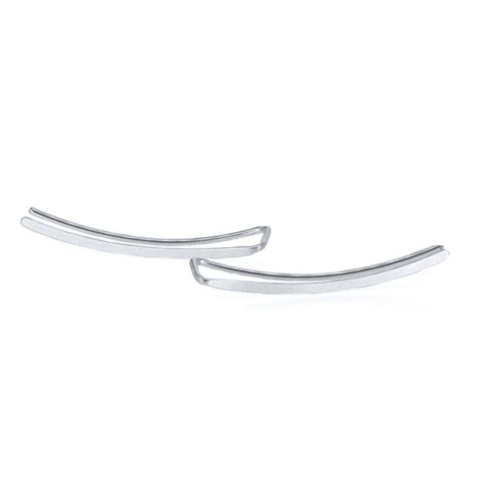 (as the picture) 925 Sterling Silver Smooth Long Line Ear Climber Stud Earrings For Women Minimalist Ear Crawlers Studs Piercing Jewelry