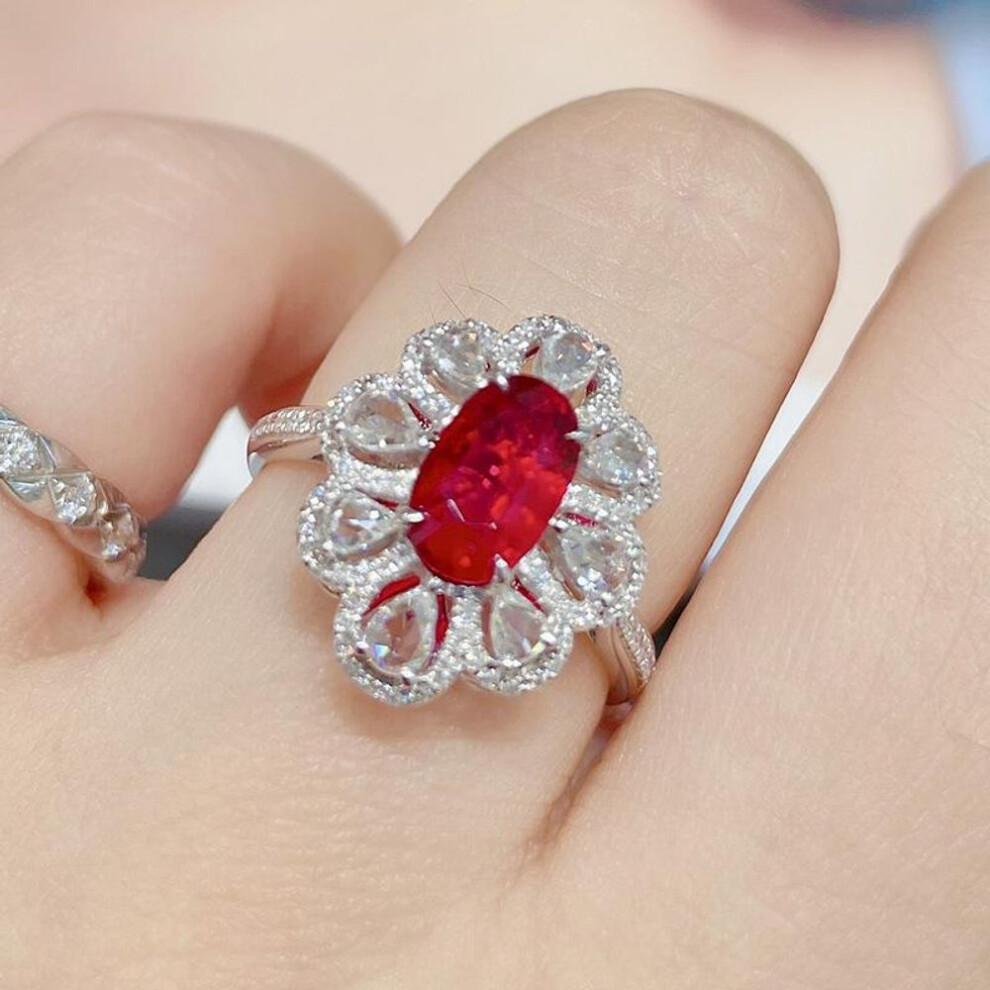 (7) 100 %925 Sterling Silver Real Ruby Gemstone Ring For Women Fine Anillos De Silver 925 Jewelry Ruby Jewellry Bizuteria Rings Box
