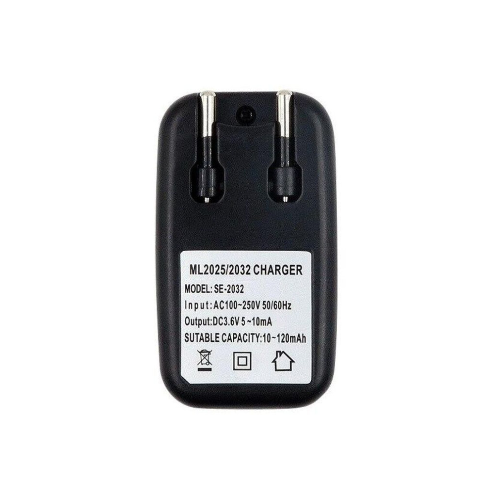 (EU Plug) Eu Plug Ac Power Lithium 2032 2025 Battery Charger Adapter For Lir2032 Lir2025 Ml2032 Ml2025 Cr2032 Coin Button Cell Battery
