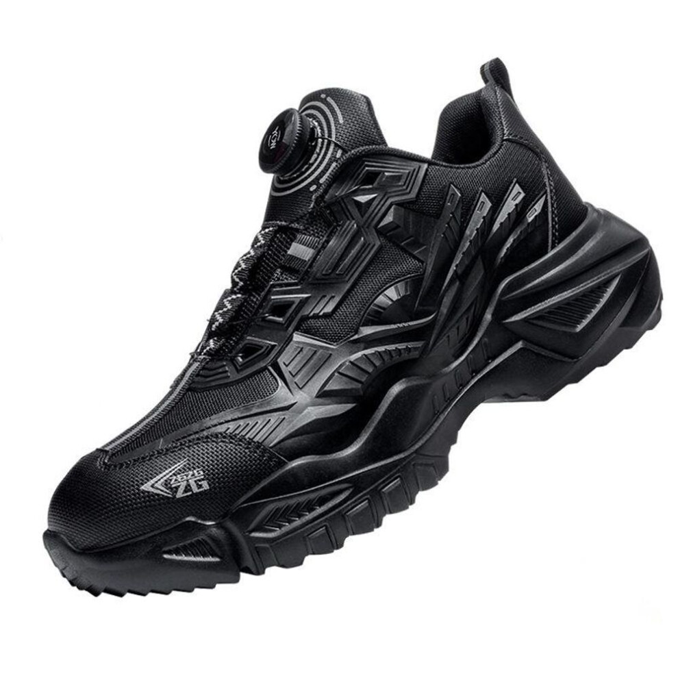 (black, 44) Rotary Buckle Work Sneakers Protective Shoes Lightweight Puncture-proof Anti-smash Steel Toe Shoes Work Boots Men Safety Shoes