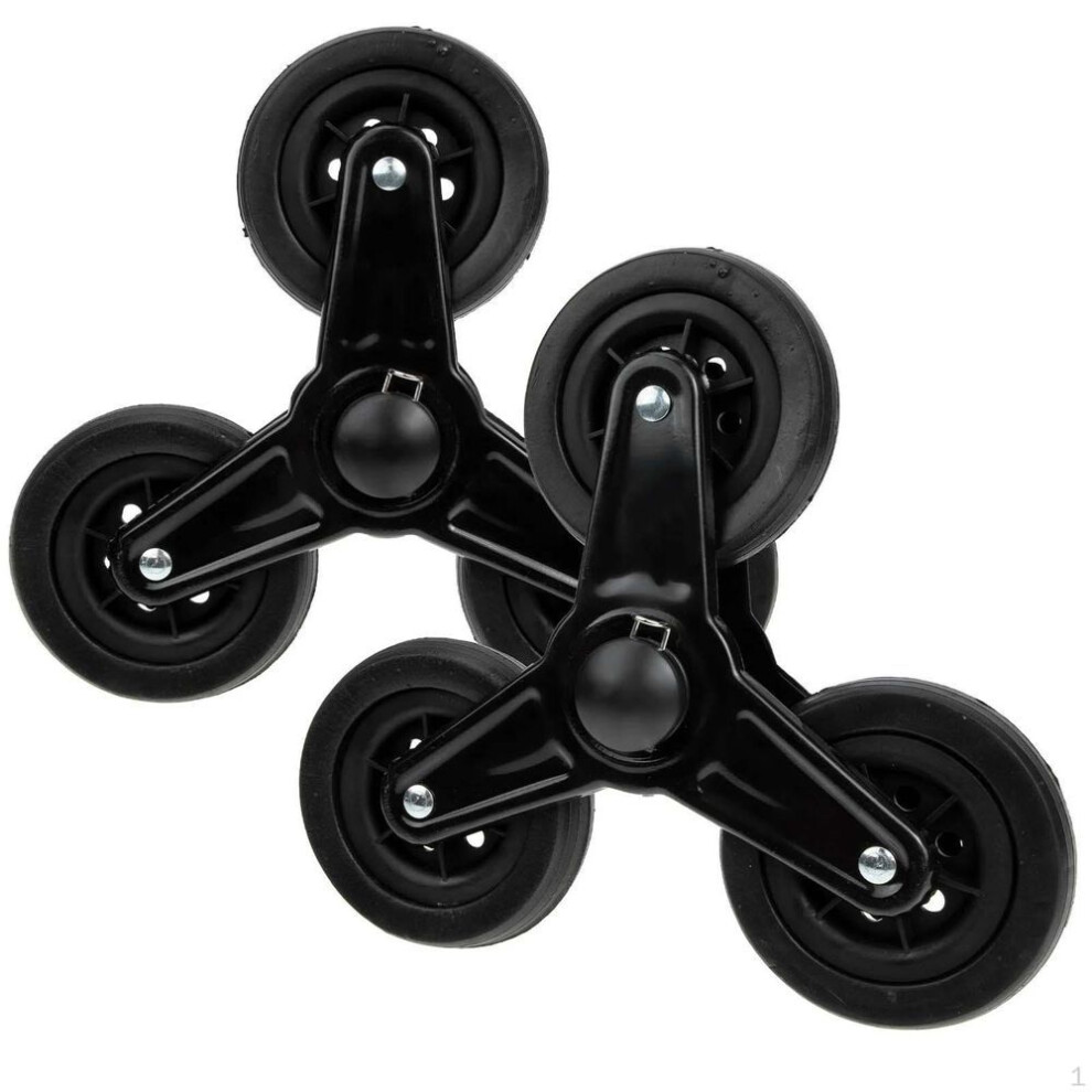 2pcs Folding Grocery Cart Rubber Tri Wheels Anti Slip Sturdy Spare Parts Stair Climbing