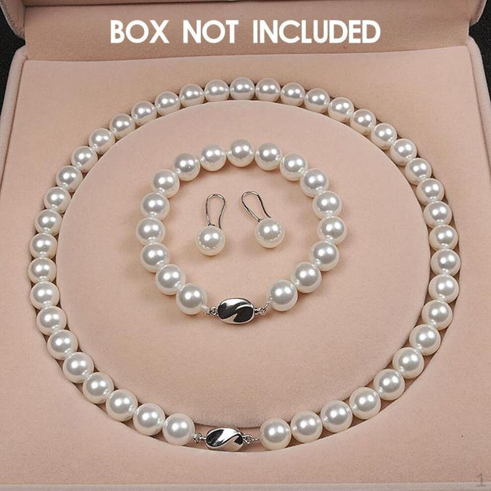 Natural Jewelry Set Exquisite Shell Pearls Necklace 1 Pair Earrings Women Wedding Anniversary