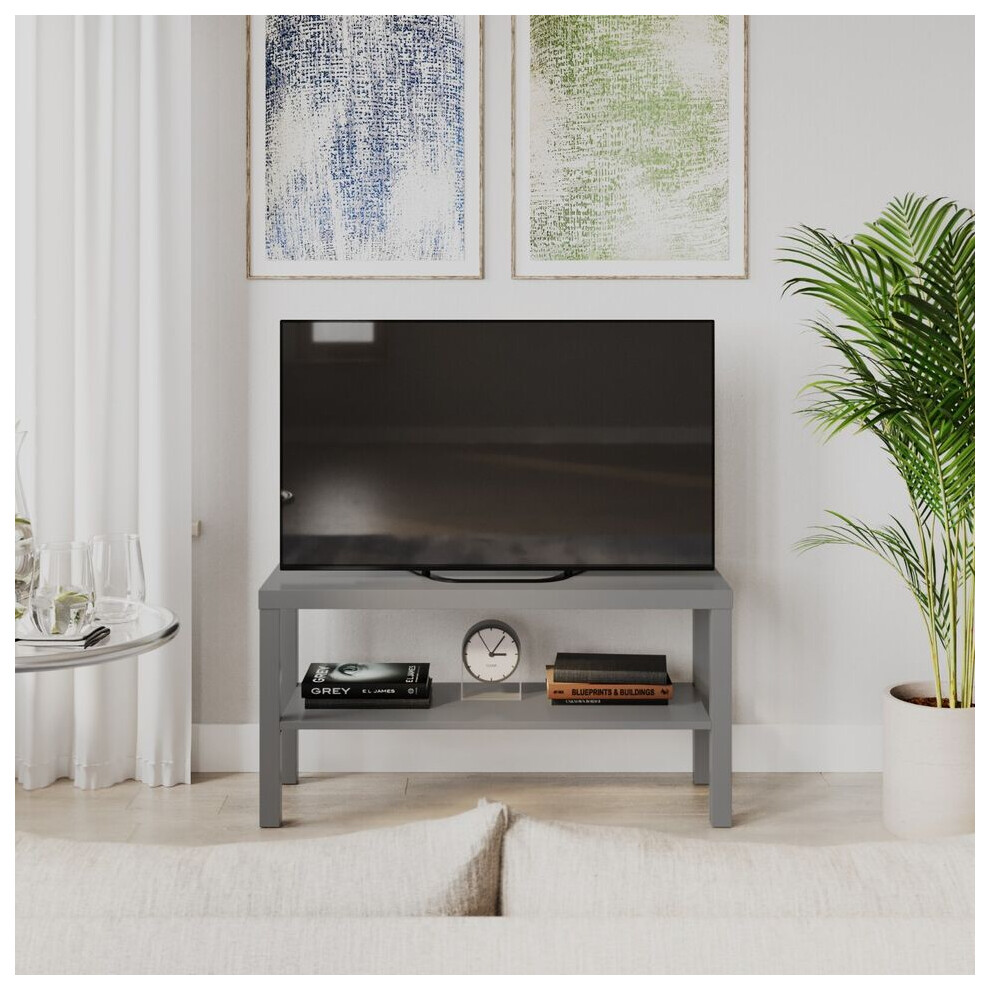 Urbn Living (Grey) 2-Tier Wooden Tv Bench Media Stand With Storage Cabinet Black