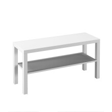 (White) 2-Tier Wooden TV Bench Media Stand with Storage Cabinet